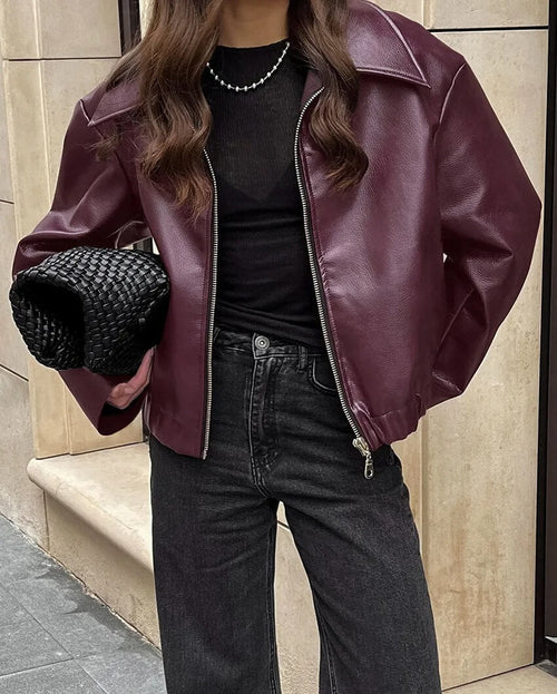 Veste Courte en Similicuir Cléonie
