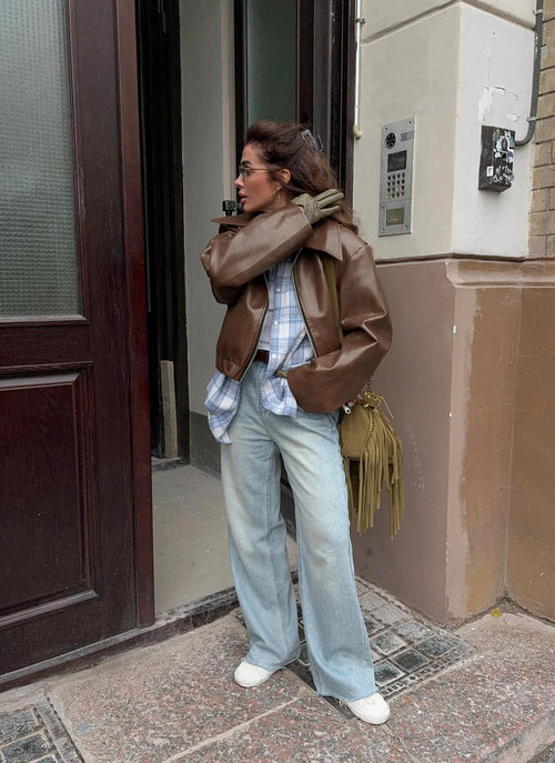 Veste Courte en Similicuir Cléonie