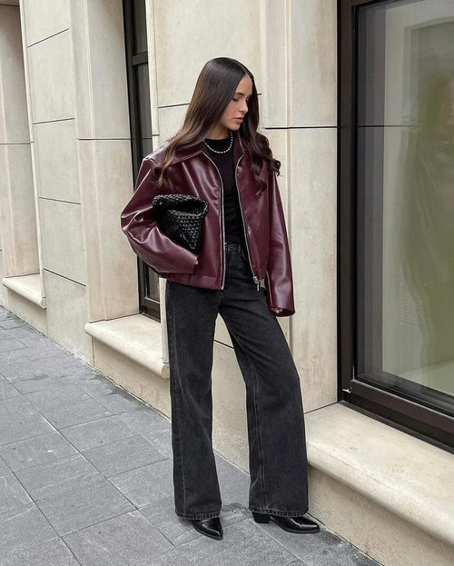 Veste Courte en Similicuir Cléonie