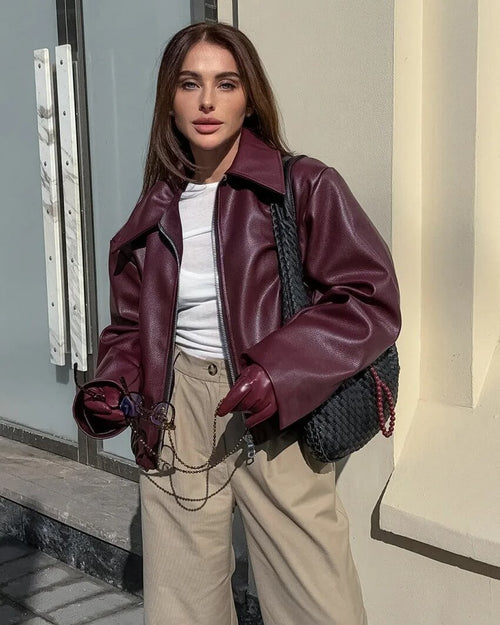 Veste Courte en Similicuir Cléonie
