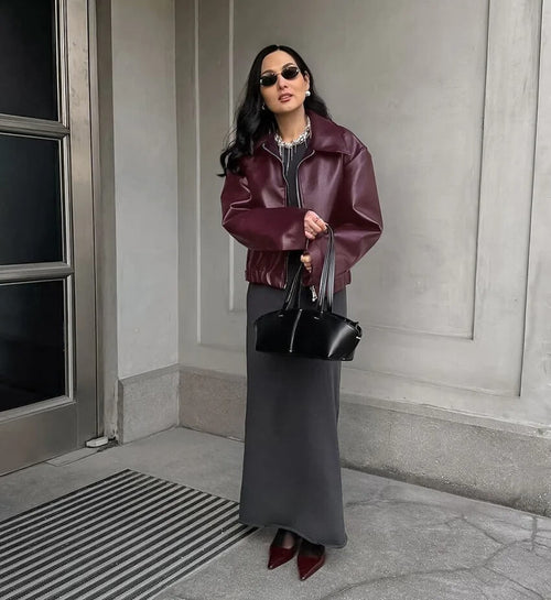 Veste Courte en Similicuir Cléonie