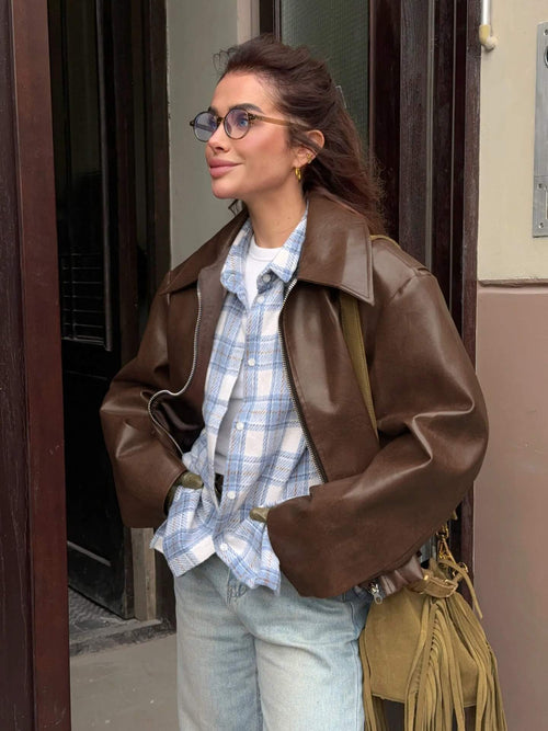 Veste Courte en Similicuir Cléonie