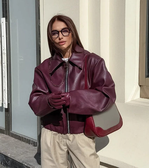Veste Courte en Similicuir Cléonie