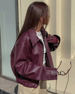 Veste Courte en Similicuir Cléonie