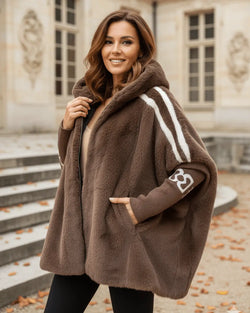 Veste Fausse Fourrure à Capuche Maelith - Brun / 34