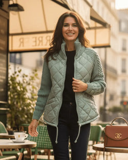 Veste matelassée à manches tricot Kalyna - Menthe / 34