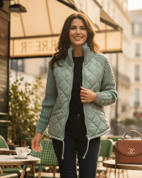 Veste matelassée à manches tricot Kalyna - Menthe / 34