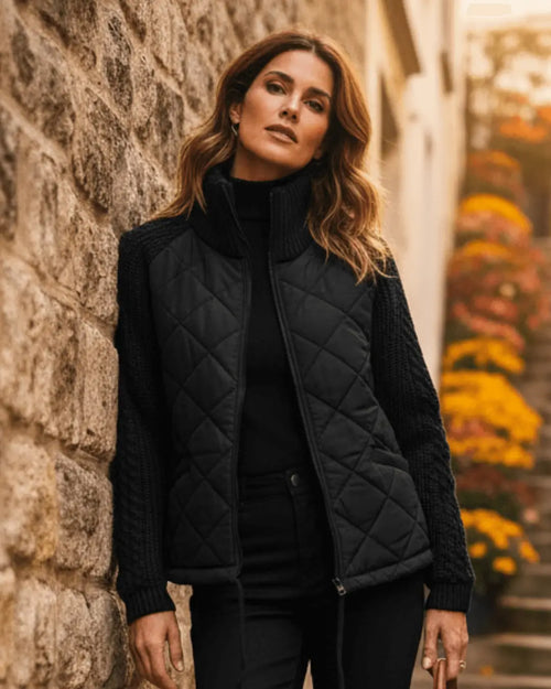 Veste matelassée à manches tricot Kalyna - Noir / 34