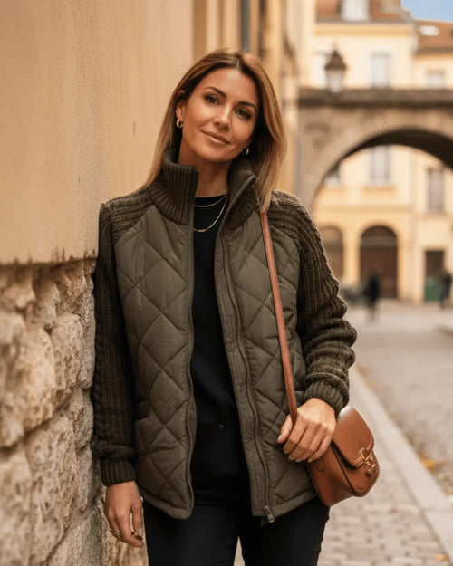 Veste matelassée à manches tricot Kalyna - Vert / 34