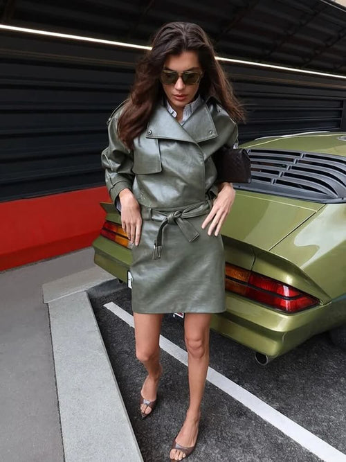 Veste Motard Oversize Avelie - Vert / 34