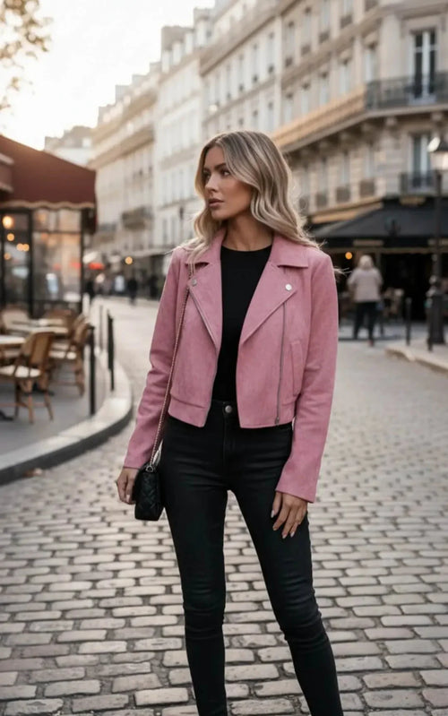 Veste Perfecto en Suédine Basile - Rose / 34