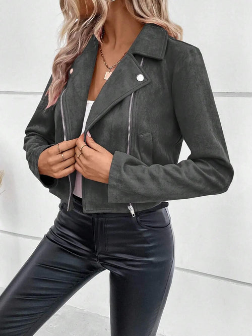 Veste Perfecto en Suédine Basile - Gris / XS