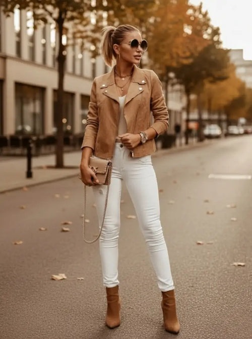 Veste Perfecto en Suédine Lys
