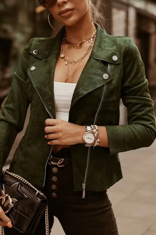 Veste Perfecto en Suédine Lyseine - Vert Émeraude / 34