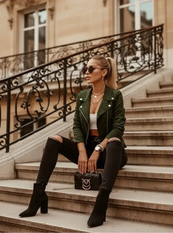 Veste Perfecto en Suédine Lys