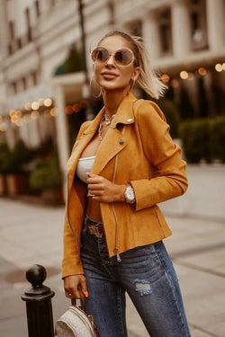 Veste Perfecto en Suédine Lyseine - Jaune / 34