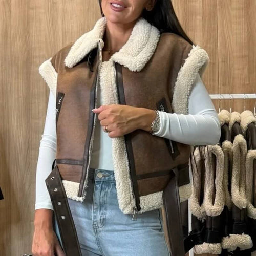 Veste Sans Manches en Suédine Elowen - Brun / 34